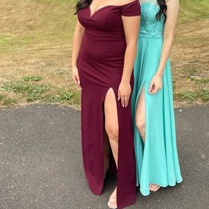 Maroon off shoulder dress